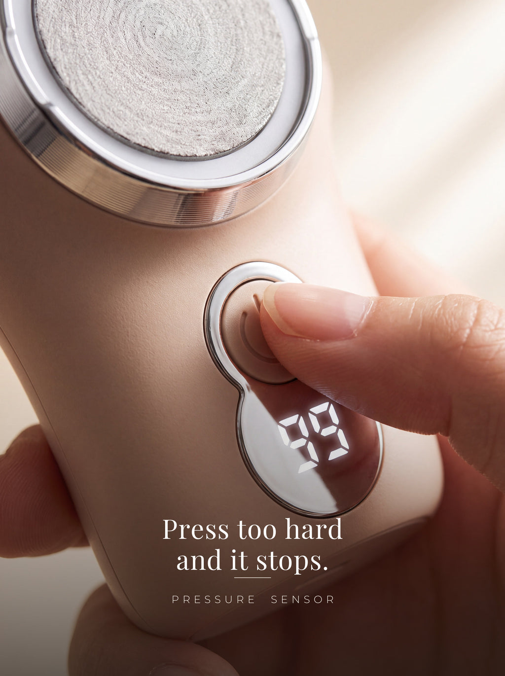 Pressure sensor stops the head when pressed too hard
