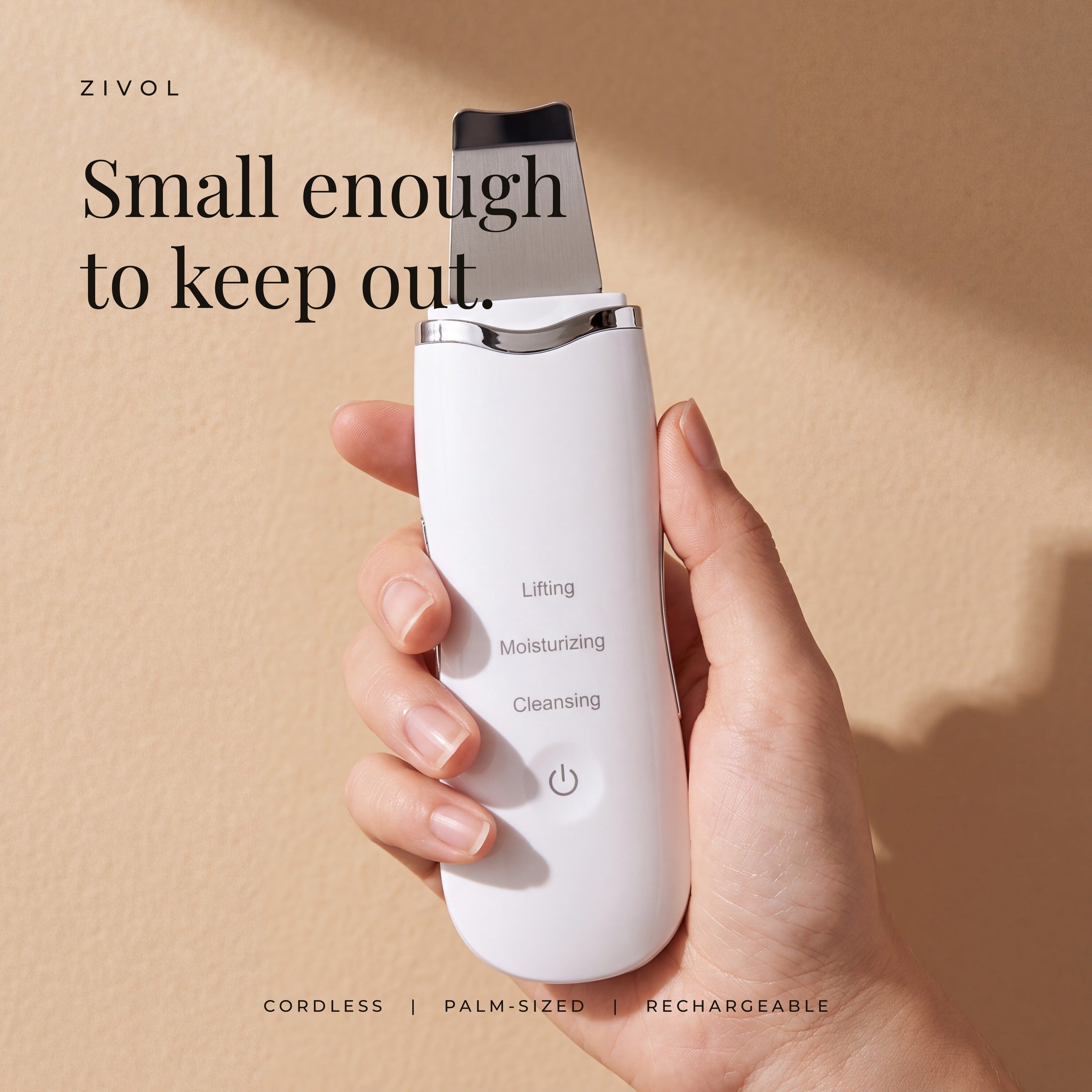 Zivol Glide held in hand showing palm-sized scale
