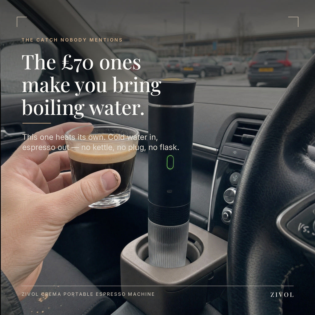 The £70 portable espresso makers make you bring boiling water — the Zivol Crema heats its own