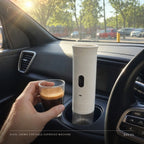 Zivol Crema in off-white, standing in a car cup holder on a sunny morning
