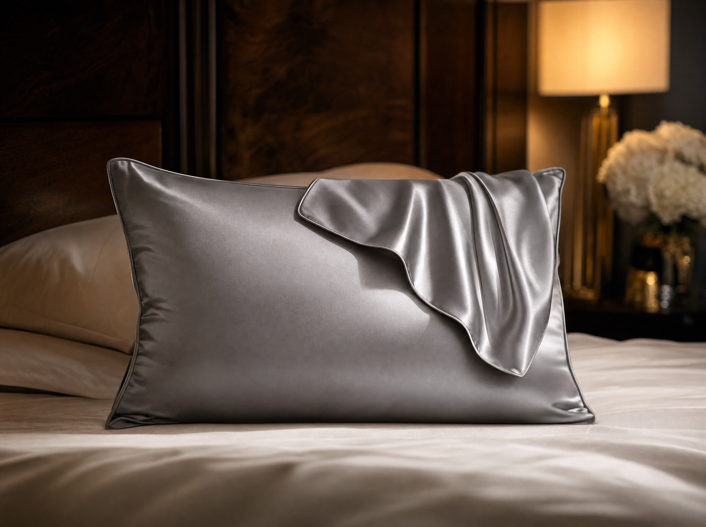 Zivol Silk mulberry silk pillowcase in slate grey