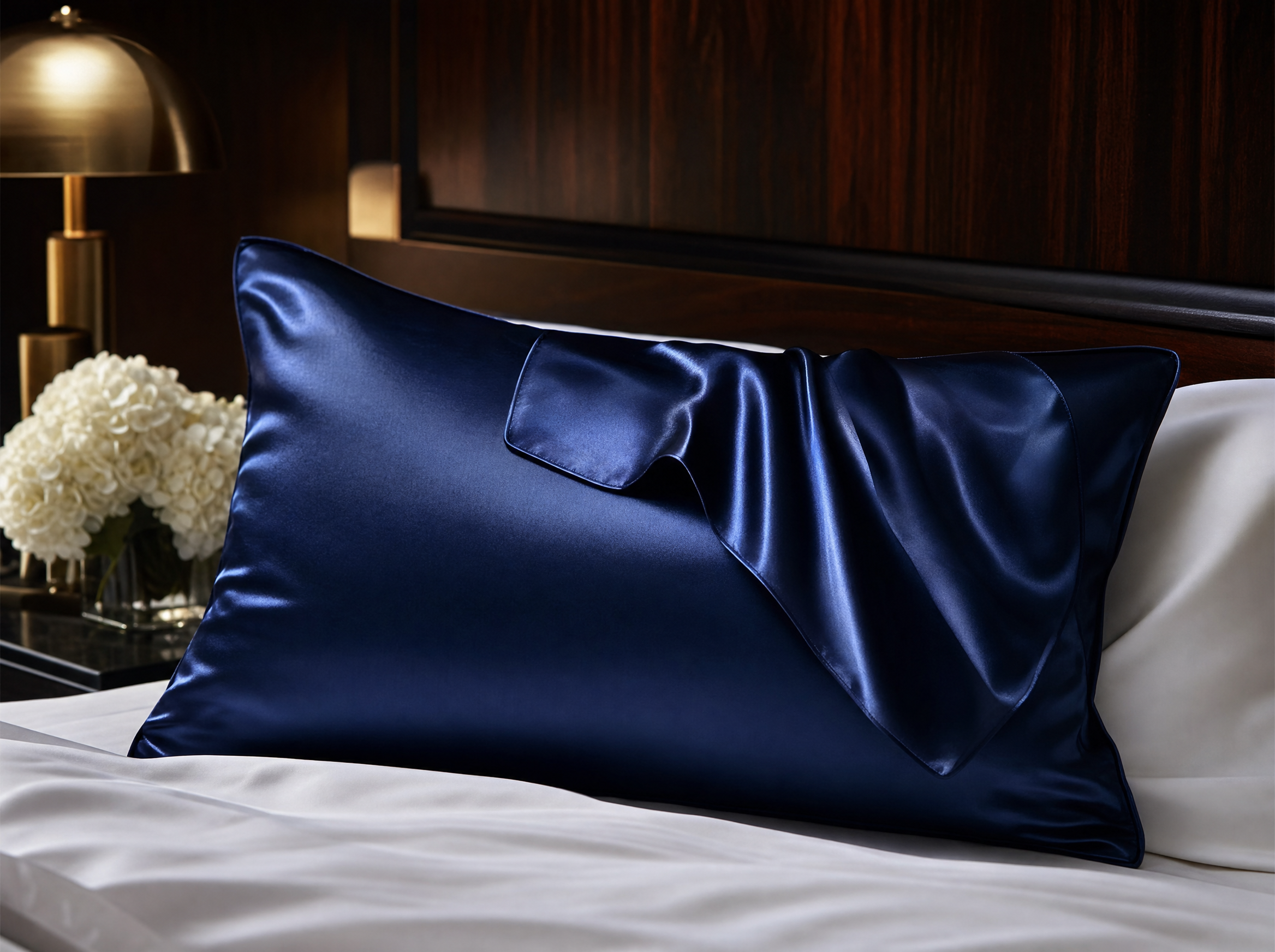Zivol Silk mulberry silk pillowcase in midnight blue