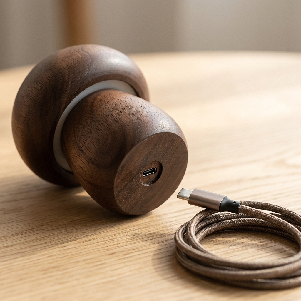 USB-C charging port in the base of the Zivol Grove lamp