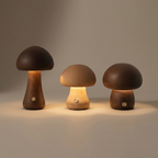 The Zivol Grove Set — three hand-turned wooden lamps glowing warm