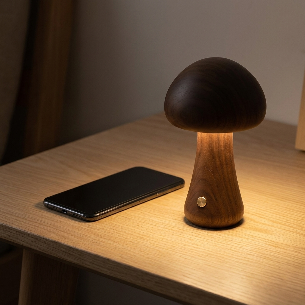 Zivol Grove lamp beside a smartphone for scale — about 18 cm tall