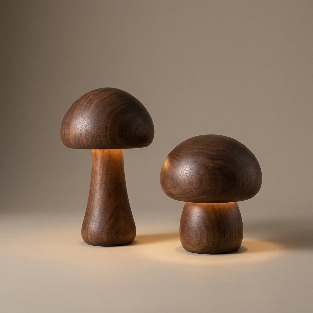 Two Zivol Grove lamps in dark walnut