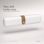 Zivol Halo matte white shell with tan leather strap and steel stud